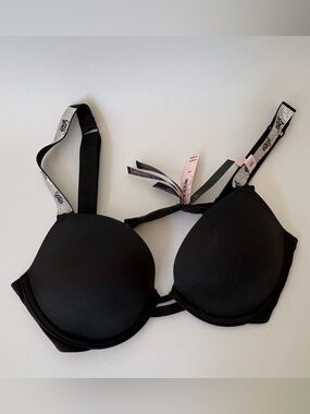 Victoria's Secret Black Molded Push-Up Bra with Logo Trim